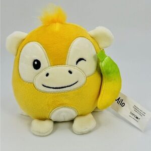 Monkey Stuffed Animal W/Banana Plush Milo Bendon 5 Inch Yellow